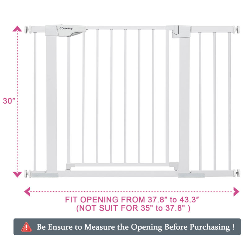Barrière de sécurité à fermeture automatique H 30 po 29,5 po à 43,3 po très large, Blanc