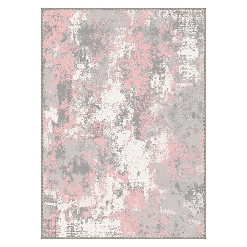 Tapis rose et gris Bungalow Bungalow, Rectangulaire 8 pi x 10 pi
