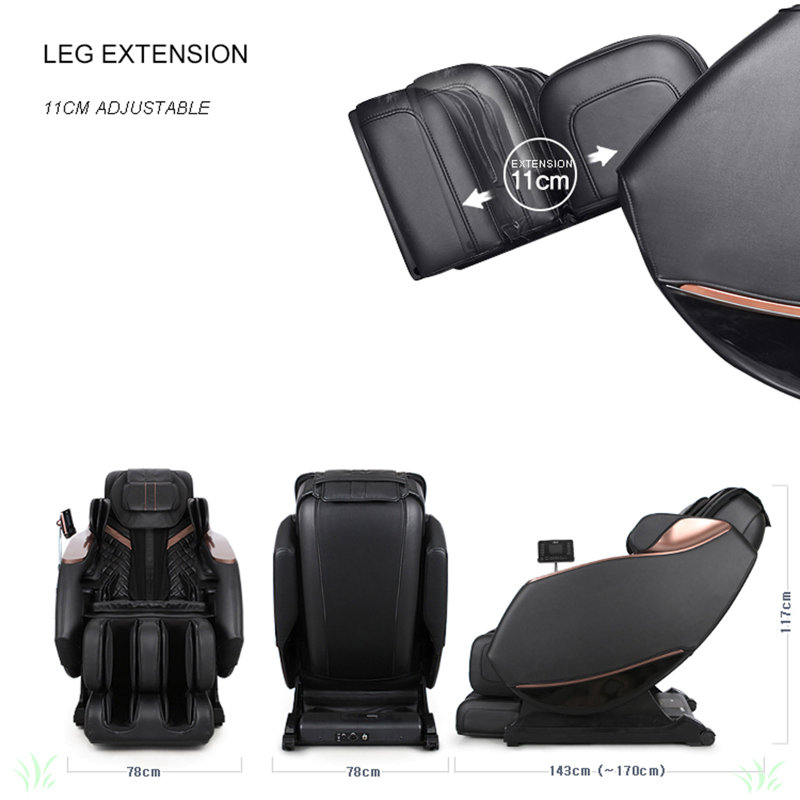 Fauteuil inclinable complet de massage shiatsu à gravité zéro avec haut-parleur gonflable, écran tactile ACL et mini télécommande