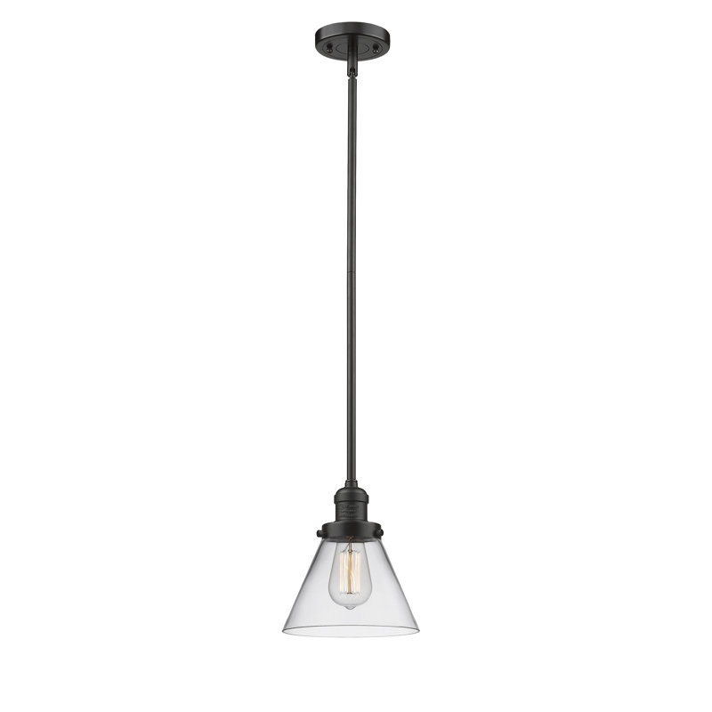 Milardo 1 - Light Single Pendant, Oil Rubbed Bronze, 10" H x 8" W x 8" D, Clear