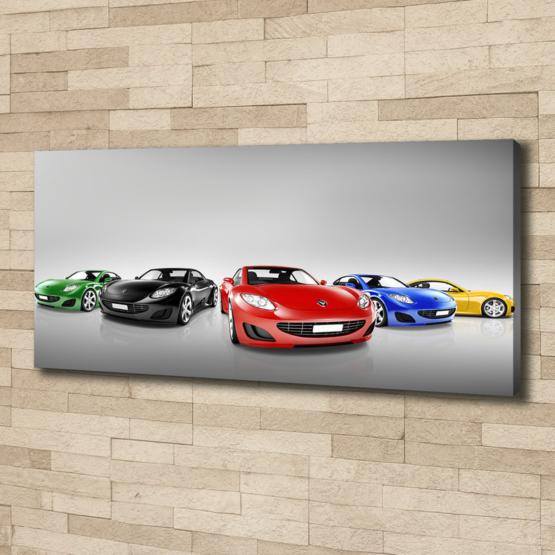 Colorful Cars - Print, 50cm H x 125cm W x 2cm D, Canvas