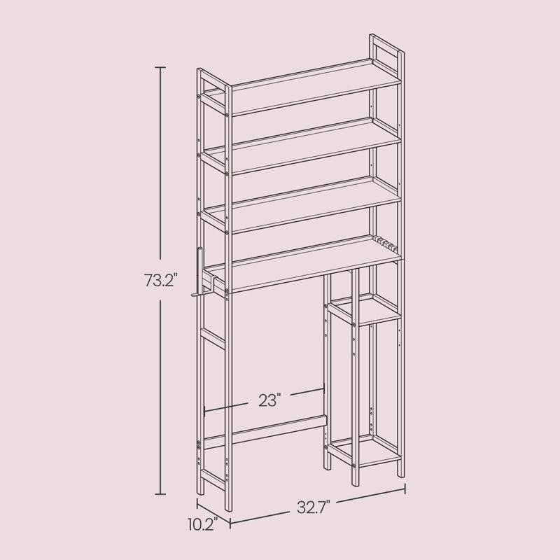 Bamboo Bathroom Organizer With Adjustable Shelves, Natural Beige
