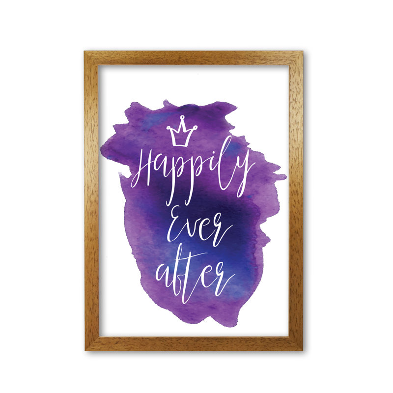 Happily Ever After Purple - Painting, Honey Oak Frame, 30 cm H x 21 cm W x 5 cm D