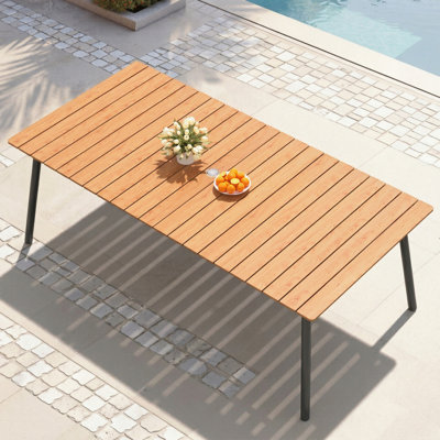 Patio Dining Table With Umbrella Hole and Aluminum Frame