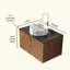 Meuble-lavabo mural 30 po avec lavabo, meuble-lavabo mural moderne en contreplaqué avec portes doubles, comptoir en pierre frittée noire et lavabo rond en céramique blanche