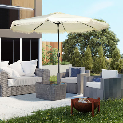 Parasol de patio de 9 pi avec bouton poussoir inclinable et manivelle Outsunny