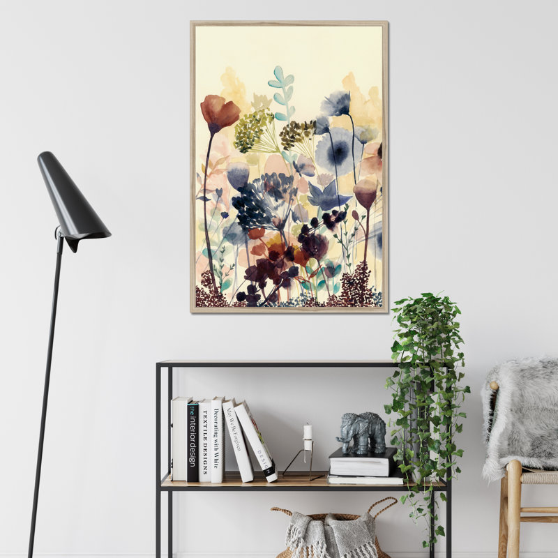 Sundry Blossoms I by Grace Popp - Painting, 34cm H x 24cm W, Black Framed Paper Print