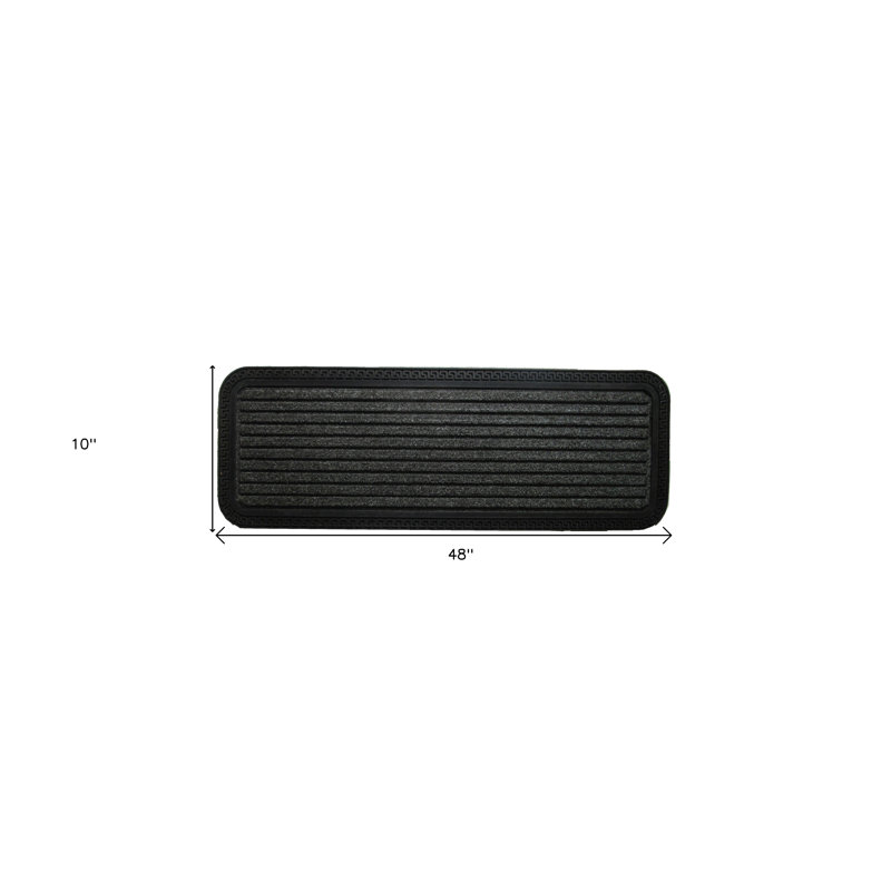 Tapis d'extérieur gris rayé en fibre synthétique 10 po x 48 po