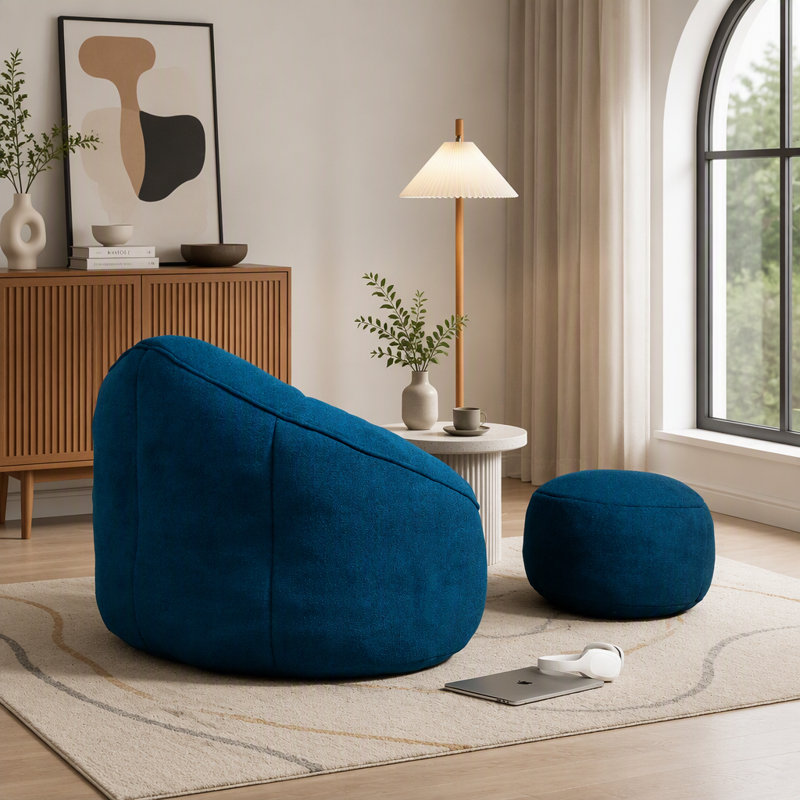 Fauteuil à billes avec repose-pieds, Blue