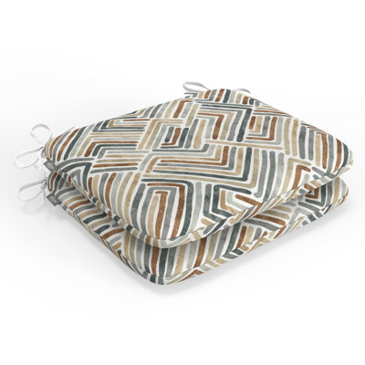 Brayden StudioÂ® Geometric Indoor/Outdoor Chair Seat Cushion with Ties -  962C2728F72845F6927DE3653D3ED712