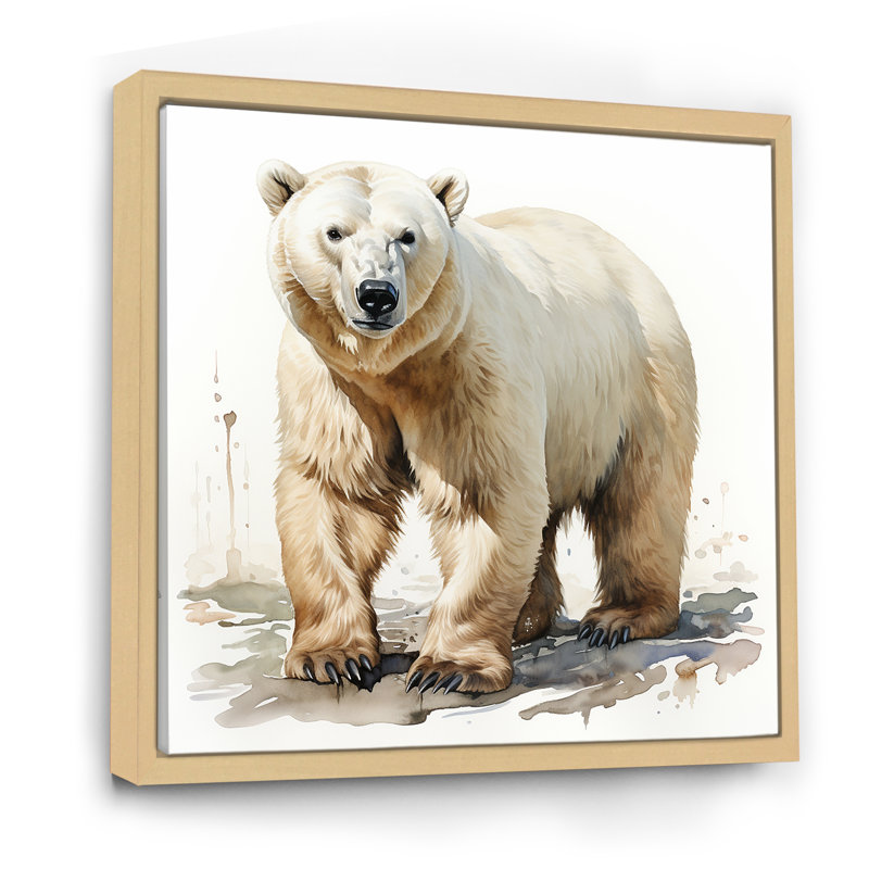 Ours polaire blanc d'hiver III - ours 2, art mural, Cadre flottant brun, 30" H x 30" W