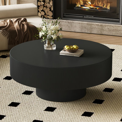 Round Coffee Table, Fluted Drum Design, Sleek & Chic Modern, Living Room Statement