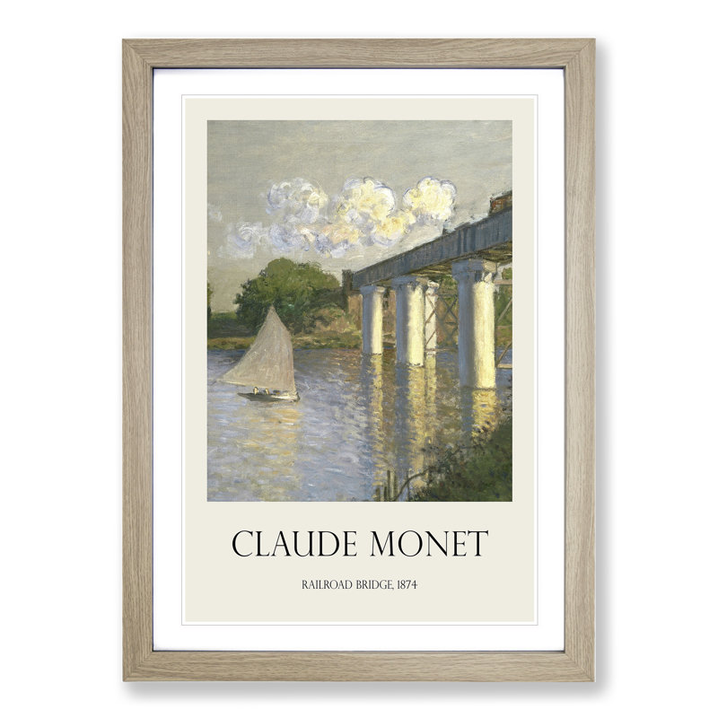 Railroad Bridge, Argenteuil by Claude Monet - Picture Frame Graphic Art, 36cm H x 27cm W x 2cm D