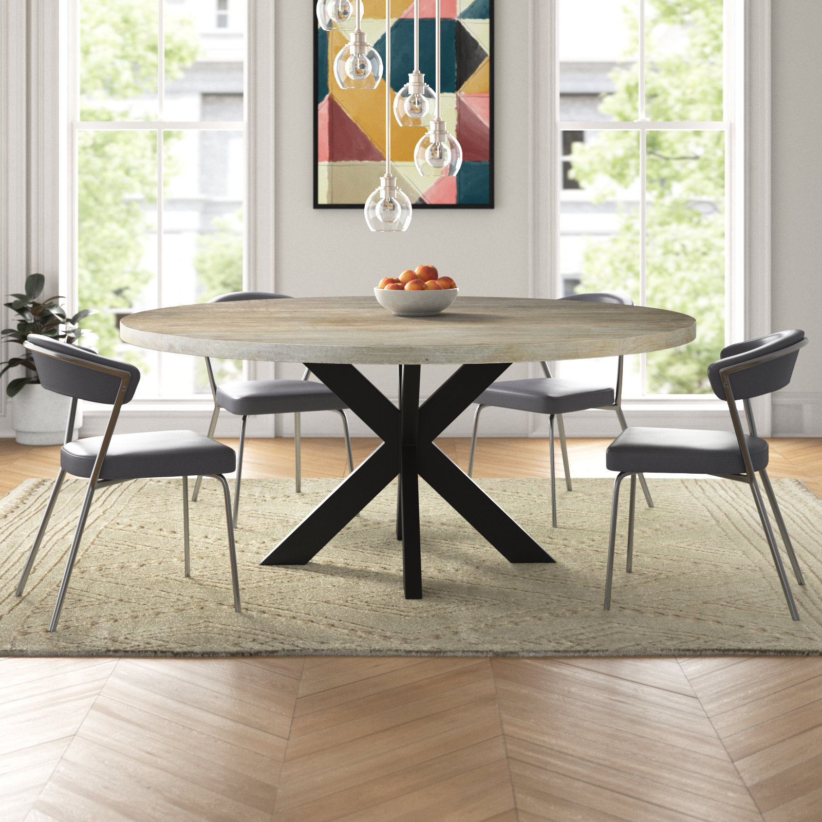 Wade Logan® Aryhanna Round Solid Wood Top Metal Base Dining Table And Reviews Wayfair 0275