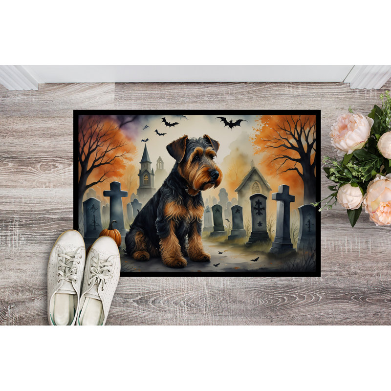 Halloween Airedale Terrier 24x36 Polyester Felt Doormat