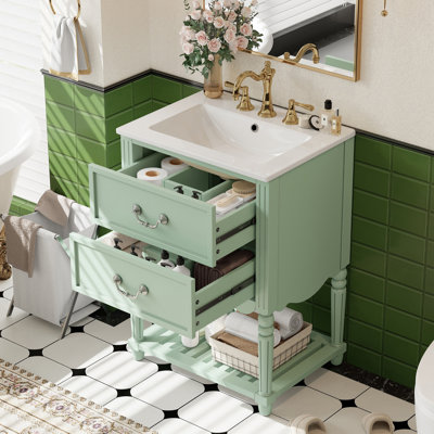 24'' Coastal Bathroom Vanity With Ceramic Sink