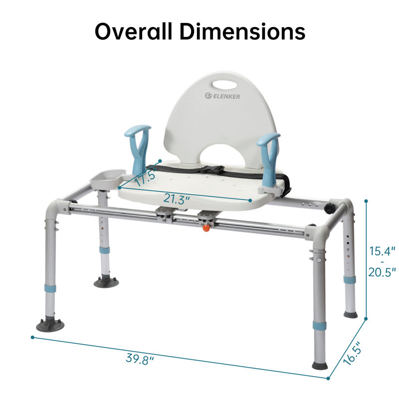 Chaise de douche coulissante robuste avec siège pivotant, banc de transfert de baignoire rotatif et siège de sécurité pour baignoire avec ventouse antidérapante