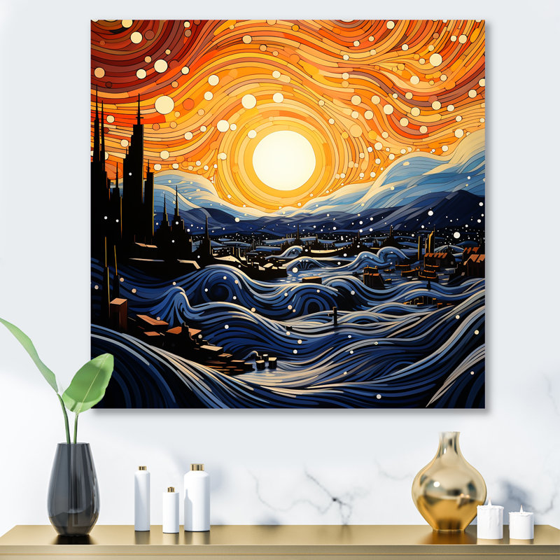 Tachisme Oceanic Dreams 1 - art mural en métal Tachisme, H 16 po x l 16 po