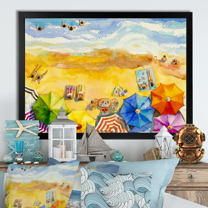 Aérienne, Miami Beach - reproduction de cadre flottant sur toile, H 8 po x l 12 po x P 1 po, Cadre noir