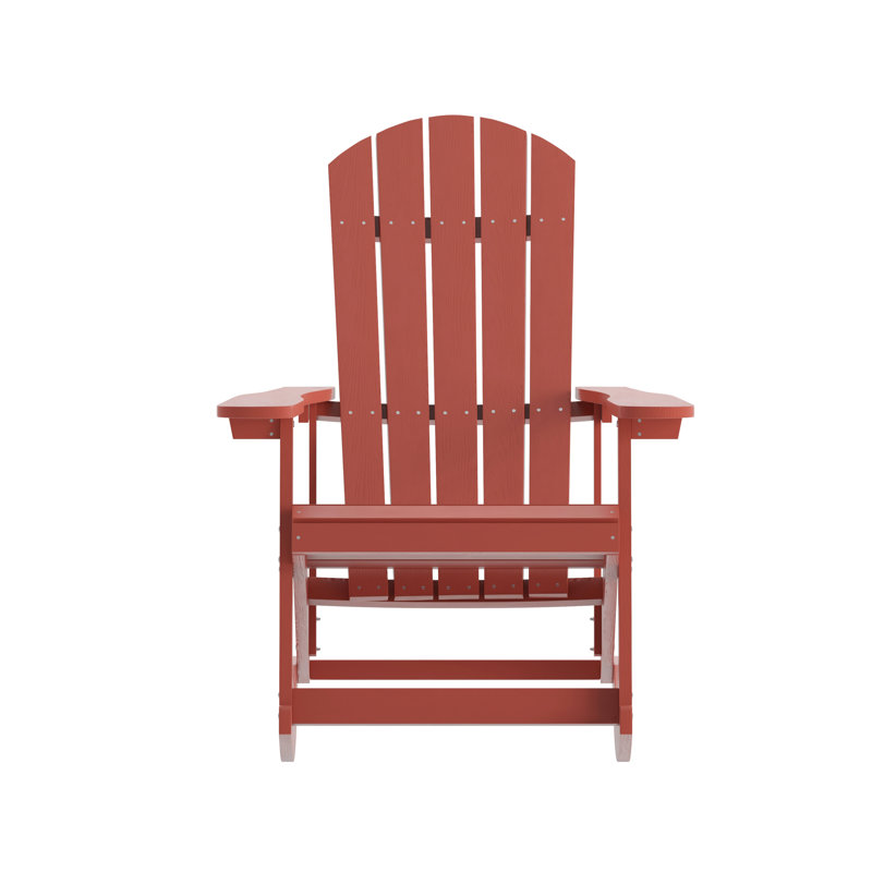 Red Polystyrene Adirondack Rocking Chair with Arms
