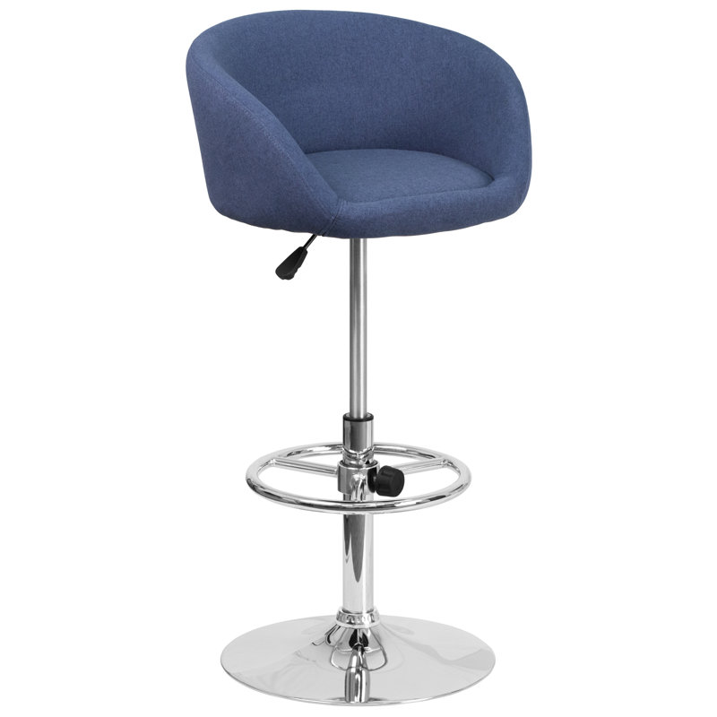Nordin Swivel Upholstered Adjustable Height Counter Stool with Metal Frame, Blue