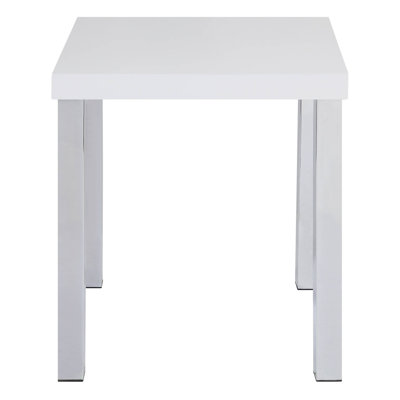 Table de bout blanche ultrabrillante et chrome