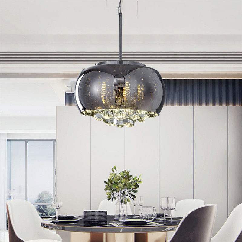 Kilduff 1-Stella Crystal Pendant Light – Modern Glass Bowl Lampshade with Droplet Design, G9 Bulb for Restaurant, Bar, Kitchen, Bedroom, or Coffee Shop