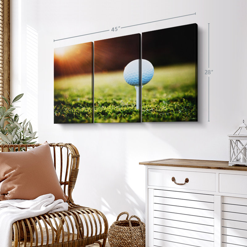 «Golf Ball Tee», 3 pièces sur toile, H 28 po x l 45 po x P 1,25 po