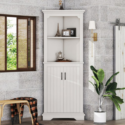 Tall Corner Cabinet with Doors and Shelves