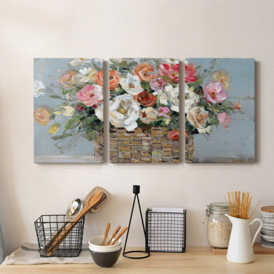 Flower Market Fresh - Toile tendue avec châssis de qualité supérieure - Prêt à être accroché