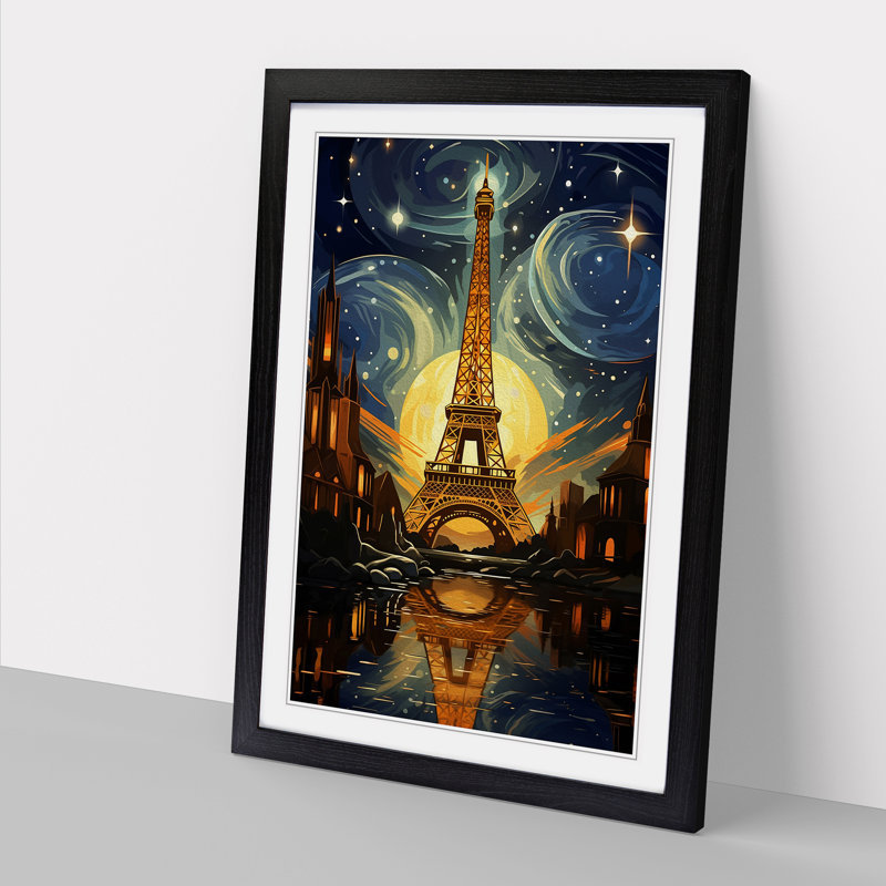 Eiffel Tower Art Deco - Framed Print, Black, 34" H x 25" W x 2" D