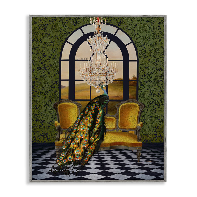 «Fancy Peacock & Chandelier», estampe numérique, design par Erika C. Brothers, H 14 po x l 11 po, Estampe numérique Farmhouse