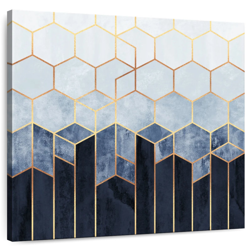 Soft Blue Hexagons, 36" H x 36" W