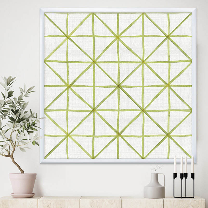 «Geometric Green Triangle II», reproduction d'art sur toile, Cadre blanc, H 16 po x l 16 po x P 1 po