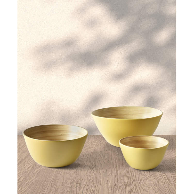 Bol décoratif en bambou Bahia - ensemble de 3, Jaune