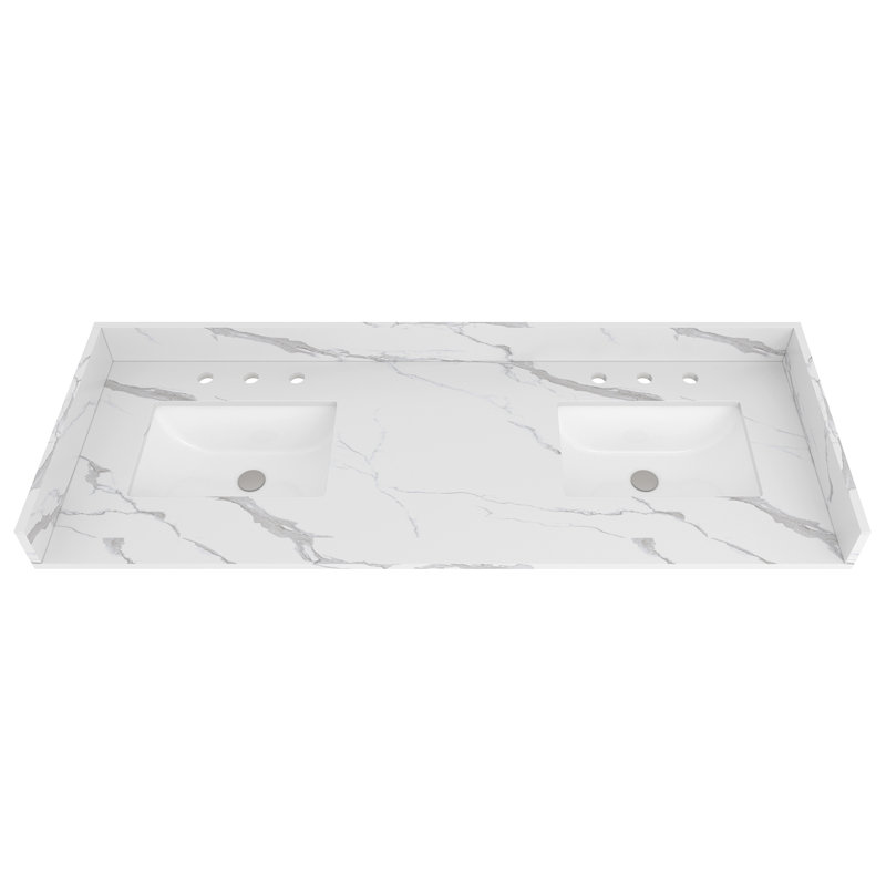 Comptoir de salle de bain double 60 po avec lavabo 60 po - Pour meuble-lavabo, sans armoire