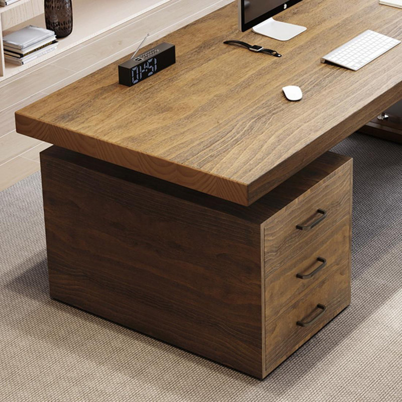 Walnut Rectangular Solid Wood Executive desk with drawers desk, 29.53" H x 78.74" W x 31.5" D