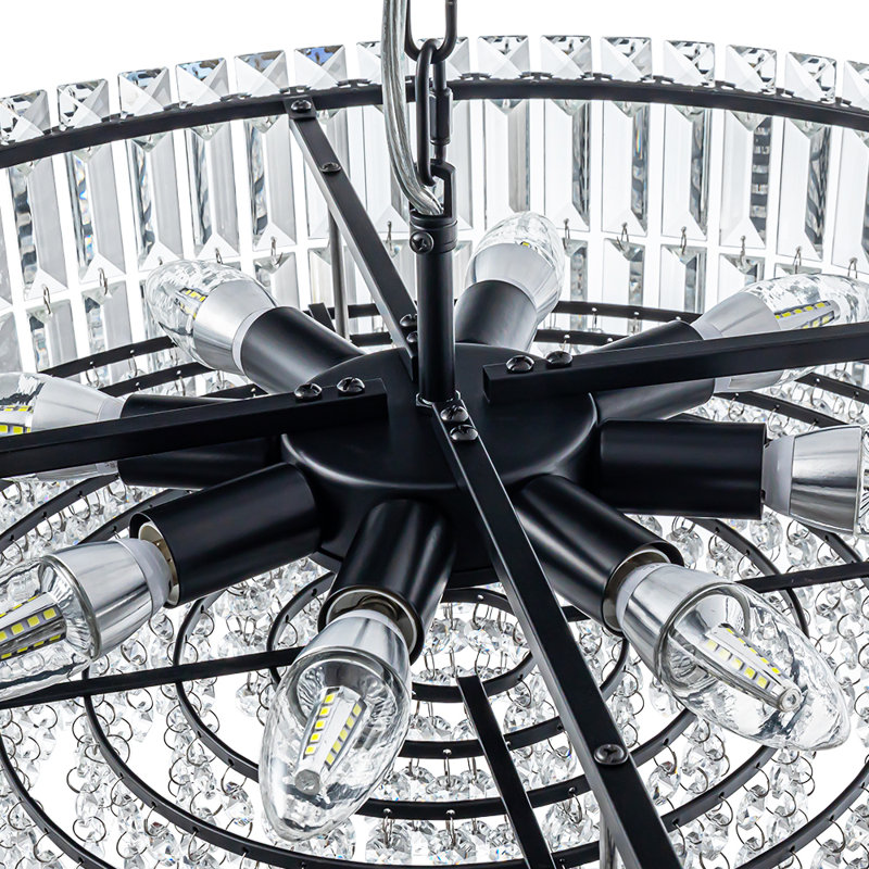 8 - Light Chandelier with Crystal Accents , Matte Black