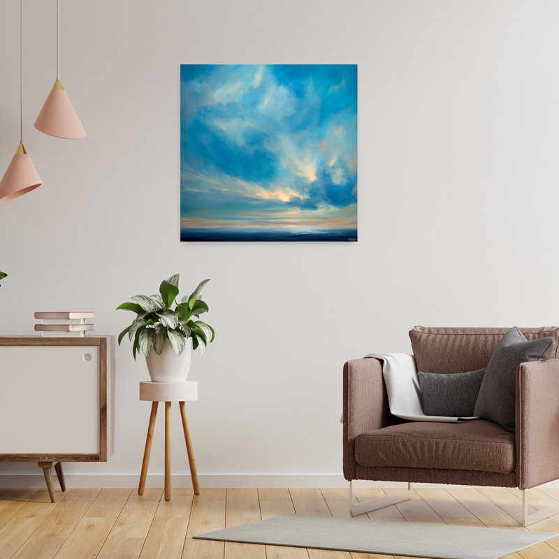 Art de paysage côtier abstrait Ocean Blues, H 24 po x l 24 po