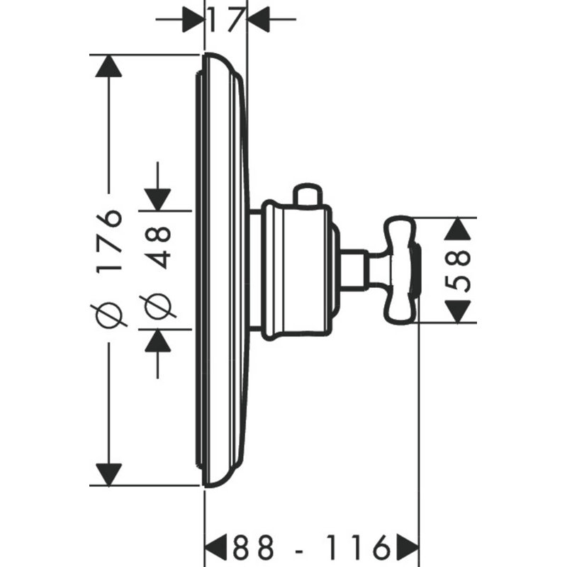 Montreaux Thermostatic Faucet Trim with Cross Handle, Chrome