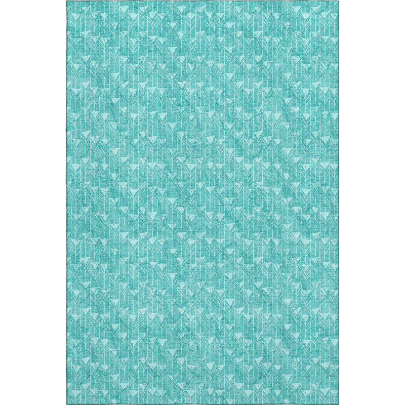 Tapis bleu sarcelle de qualité supérieure lavable à la machine Cerrito AMF514, Rectangle de 10 pi x 14 pi