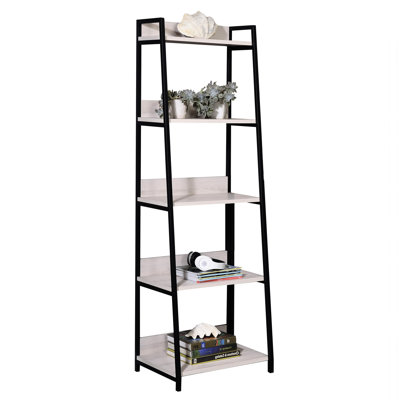 Élégante étagère à 5 tablettes naturelle et noire, présentez vos trésors magnifiquement style en noir, organisez l'espace efficacement