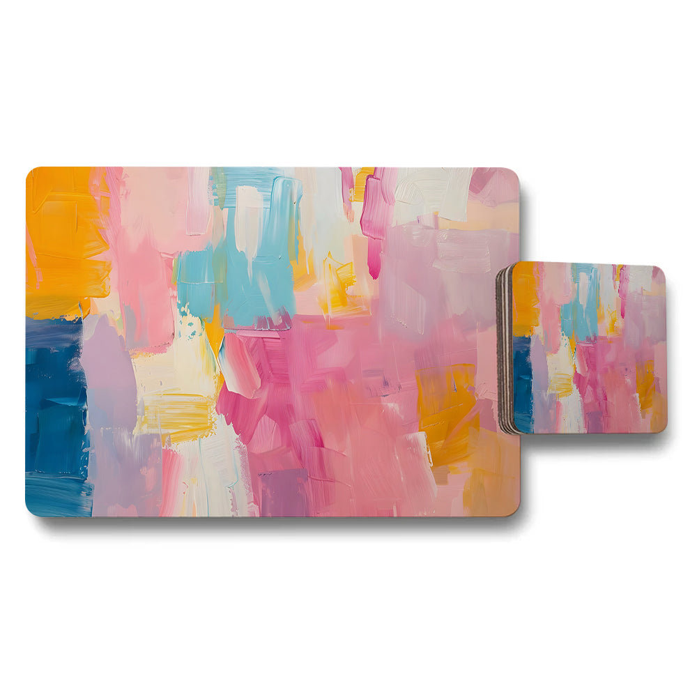 Abstract Colorful Placemat And Coaster Set With Modern Art Pattern