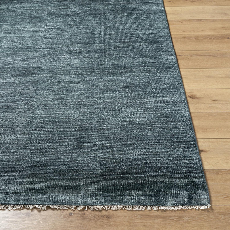 Hand Knotted Wool Area Rug in Blue, Square 10'