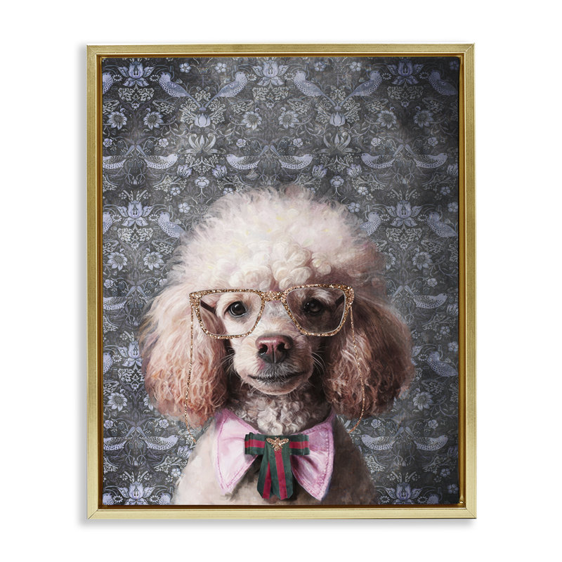  «Glam Poodle on Florals», art mural sur toile flottante par Svetlana Aleynikova, H 21 po x l 17 po
