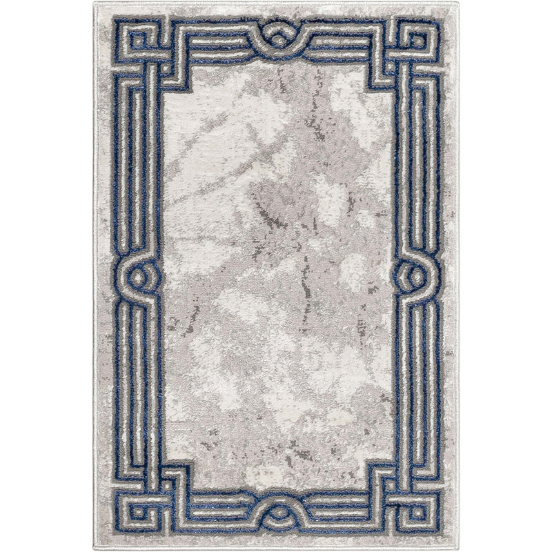 Kampen Abstract Modern Glam Blue Area Rug, Rectangle 2' x 3'