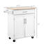 Chariot pour îlot de cuisine, rangement blanc - abondant avec tiroir, armoire et porte-serviettes, construction avec support
