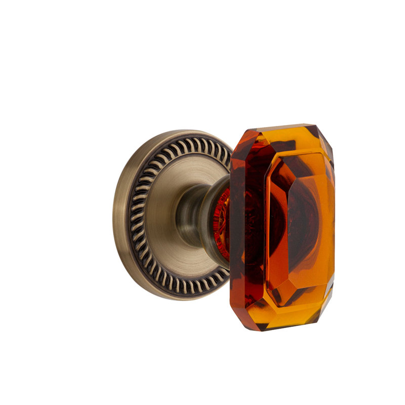 Bouton de porte en cristal Grandeur Newport Rosette, Laiton rétro, 2 3/4"