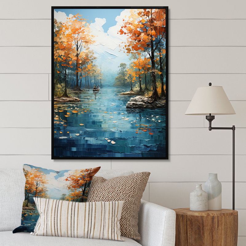 «Grovelle Orange River Sapphire Serenity - Lake», reproduction d'art sur toile, Cadre flottant noir