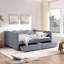Lit de jour grand avec deux tiroirs de rangement, avec port USB et adorable forme de vague-355235049-355235051